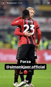 Infortunio Kjaer, Tomori rincuora il danese: «Forza Simon» - FOTO 29 WhatsApp Image 2021 12 03 at 21.50.32