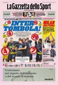 Le prime pagine dei Quotidiani sportivi in edicola questa mattina 33 la gazzetta dello sport 2021 12 23 61c3bb90dcde8