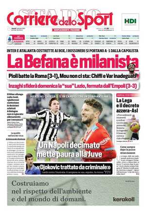 Le prime pagine dei Quotidiani Sportivi in edicola questa mattina 34 corriere dello sport 003253163
