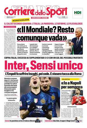Le prime pagine dei Quotidiani Sportivi in edicola questa mattina 34 corriere dello sport 003420006