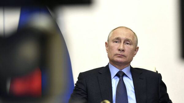Russian President Putin Teleconference on Genetic Technology May 14, 2020, Novo Ogaryovo, Russia: Russian President Vlad