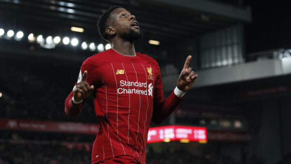 Divock Origi of Liverpool celebrates his goal during the Premier League match at Anfield, Liverpool. Picture date: 4th D