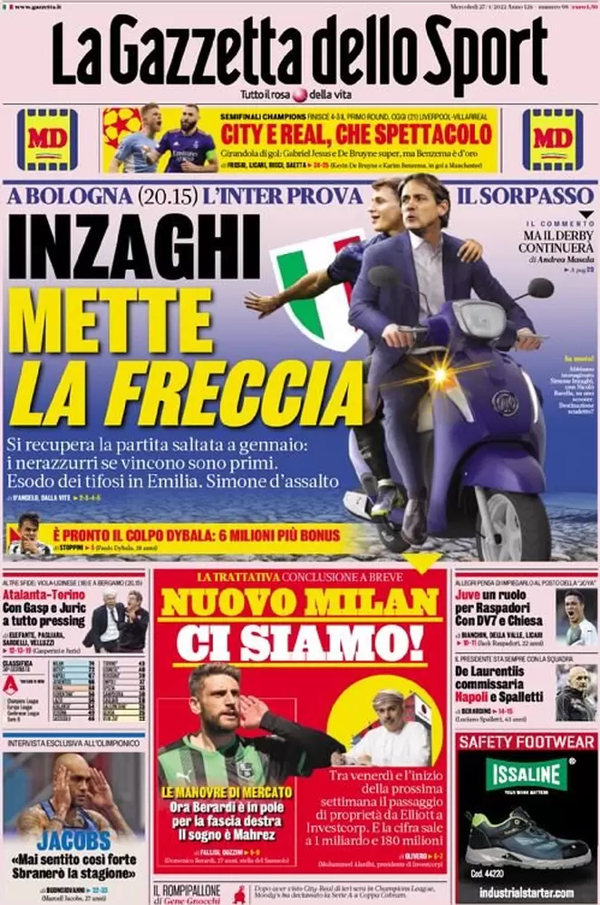 Rassegna stampa: prime pagine quotidiani sportivi – 27 aprile 2022 27 la gazzetta dello sport 005515418