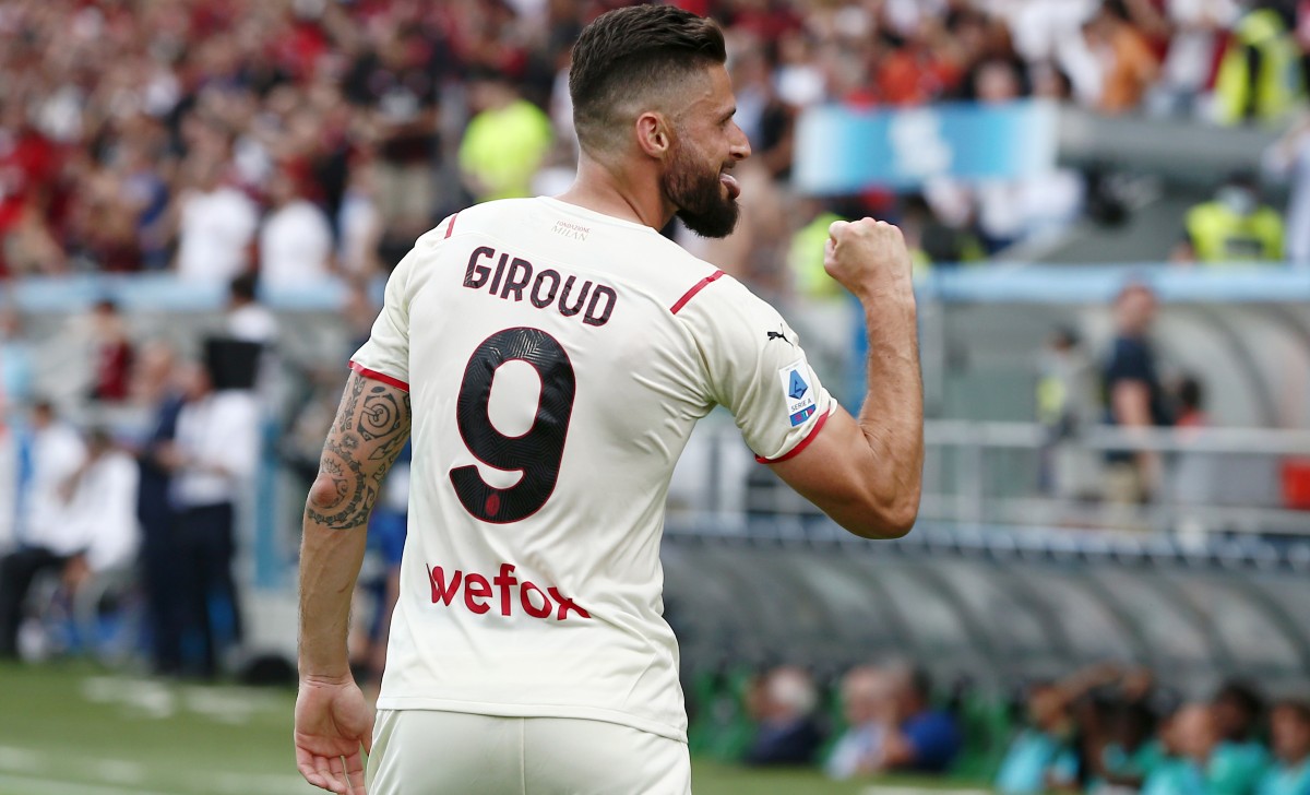 Milan Udinese, Giroud carico: il messaggio social del francese - FOTO 26 esult gol Giroud 1DX 4620