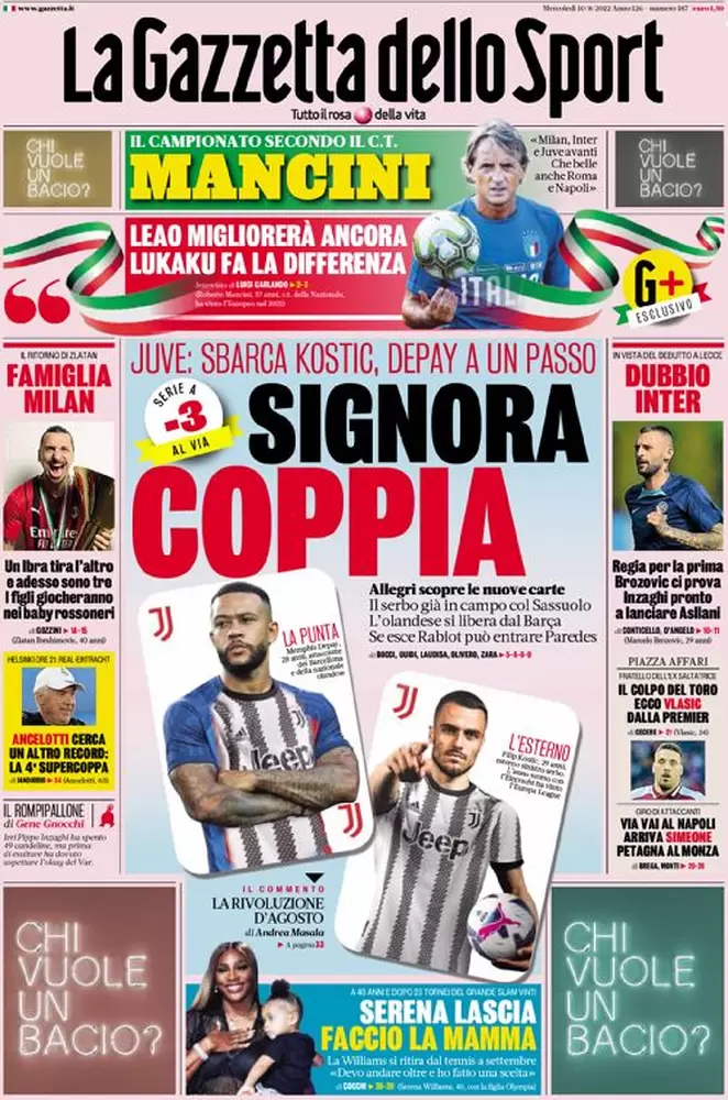 Rassegna stampa: prime pagine quotidiani sportivi – 10 agosto 2022 27 la gazzetta dello sport 005309935