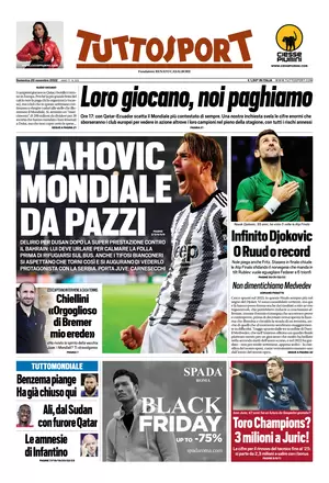 Rassegna stampa: prime pagine quotidiani sportivi – 20 novembre 2022 29 tuttosport 072725095
