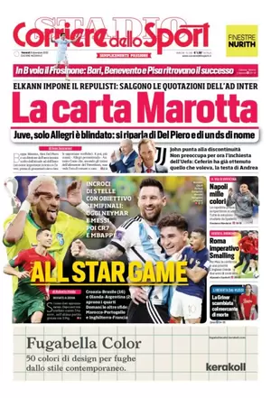 Rassegna stampa: prime pagine quotidiani sportivi – 9 dicembre 2022 27 corriere dello sport 002305851