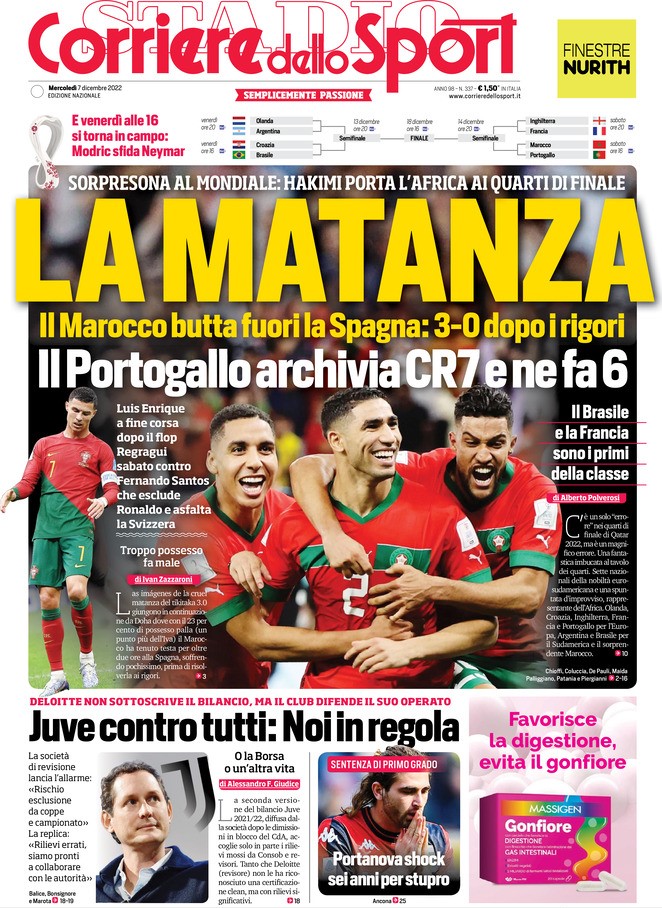 Rassegna stampa: prime pagine quotidiani sportivi - 7 dicembre 2022 28 corriere dello sport 063104387.webp