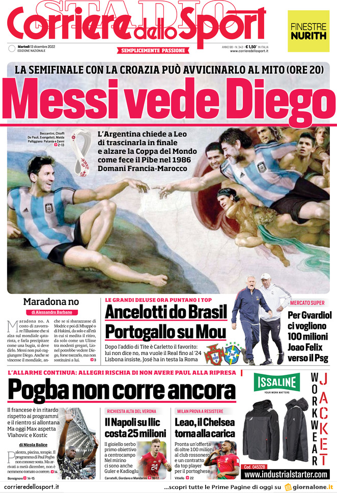 Rassegna stampa: prime pagine quotidiani sportivi - 13 dicembre 2022 28 corriere dello sport 071631239.webp