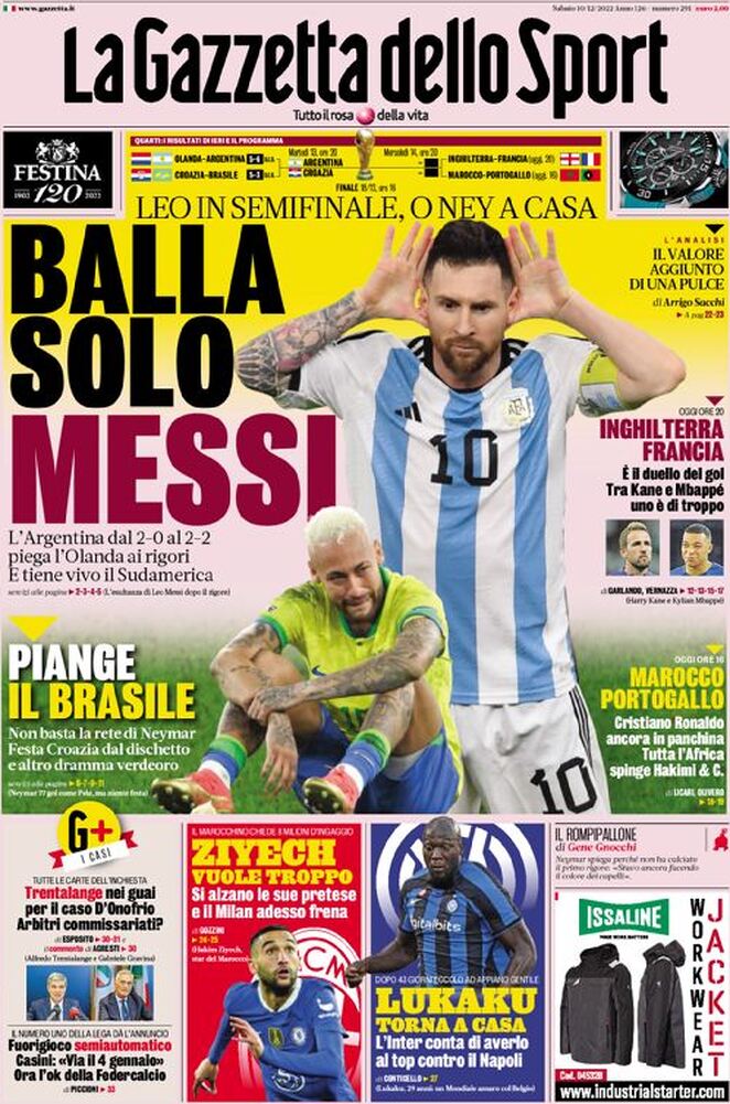 Rassegna stampa: prima pagine quotidiani sportivi - 10 dicembre 2022 27 la gazzetta dello sport 005304312.webp