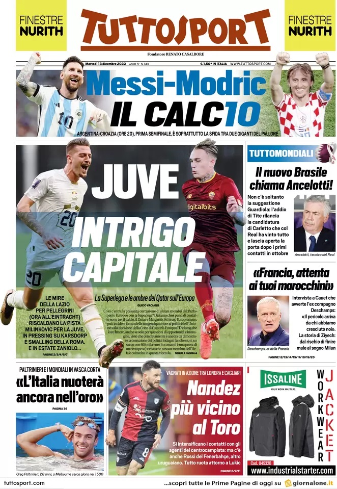 Rassegna stampa: prime pagine quotidiani sportivi - 13 dicembre 2022 29 tuttosport 071905004
