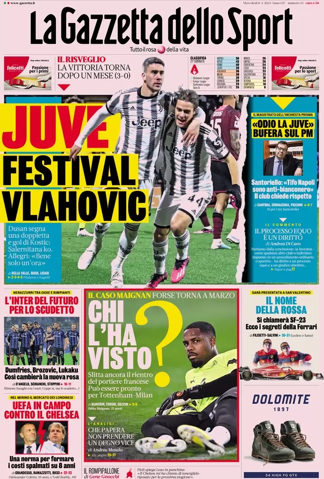 Rassegna stampa: prime pagine quotidiani sportivi 8 febbraio 2023 27 1
