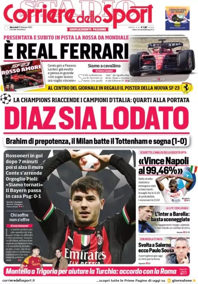 Rassegna stampa: prime pagine quotidiani sportivi - 15 febbraio 2023 28 2.