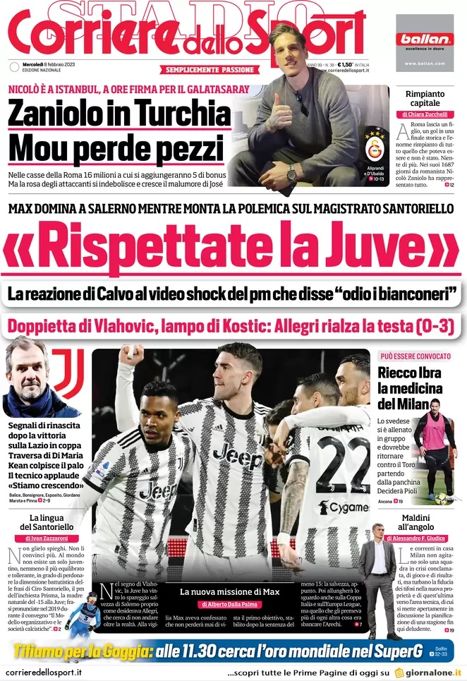 Rassegna stampa: prime pagine quotidiani sportivi 8 febbraio 2023 28 2