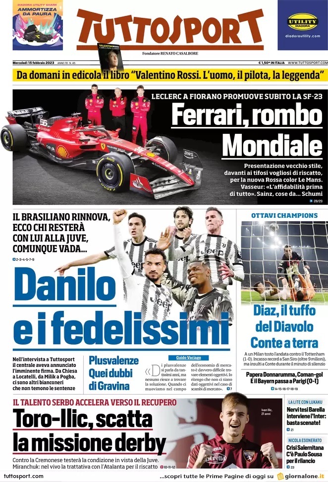 Rassegna stampa: prime pagine quotidiani sportivi - 15 febbraio 2023 29 3.