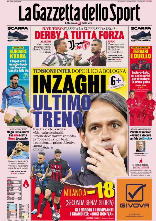 Rassegna stampa: prime pagine quotidiani sportivi - 28 febbraio 2023 27 la gazzetta dello sport 005306016.webp