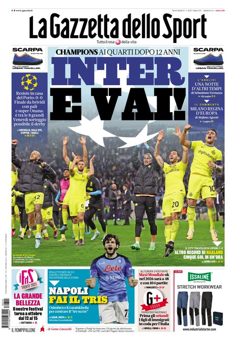 Rassegna stampa: prime pagine quotidiani sportivi - 15 marzo 2023 27 FrPVR8rWwAE321R