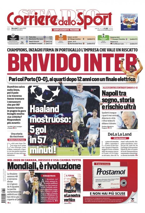 Rassegna stampa: prime pagine quotidiani sportivi - 15 marzo 2023 28 FrPVU3GX0AALZ5o