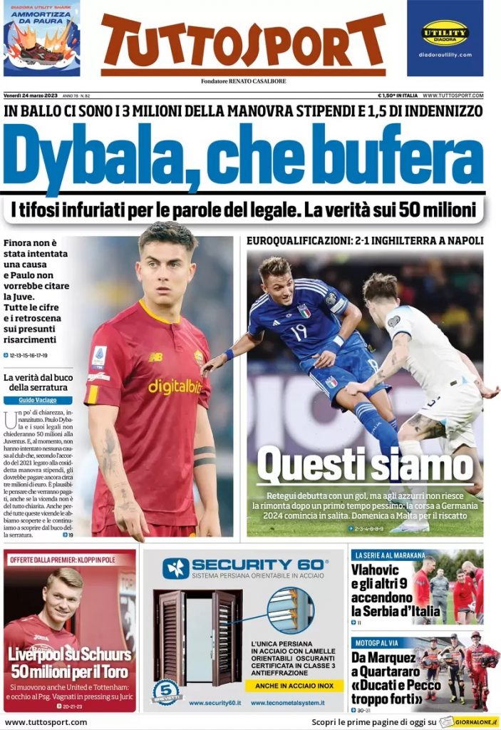 Rassegna stampa: prime pagine quotidiani sportivi - 24 marzo 2023 29 WhatsApp Image 2023 03 24 at 07.36.24