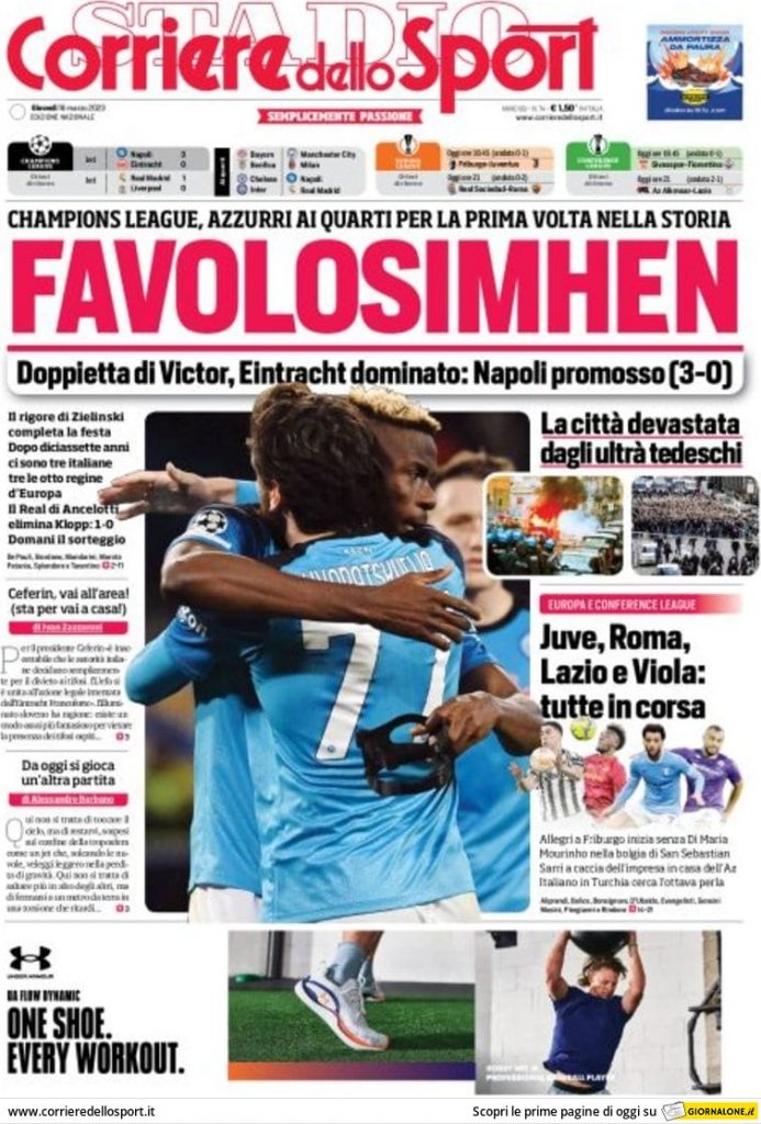 Rassegna stampa: prime pagine quotidiani sportivi - 16 marzo 2023 28 corriere dello sport 004019252.webp