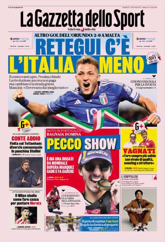 Rassegna stampa: prime pagine quotidiani sportivi- 27 marzo 2023 27 la gazzetta dello sport 005303138.webp