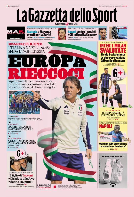 Rassegna stampa: prime pagine quotidiani sportivi - 23 marzo 2023 27 la gazzetta dello sport 005303209.webp