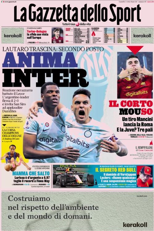 Rassegna stampa: prime pagine quotidiani sportivi - 6 marzo 2023 27 la gazzetta dello sport 011306876.webp