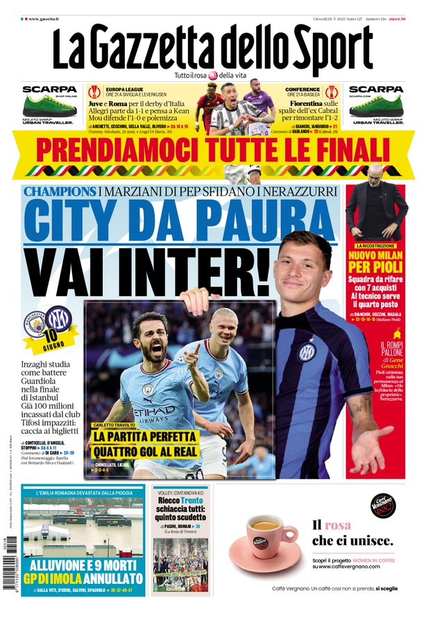 Rassegna stampa: prime pagine quotidiani sportivi - 18 maggio 2023 27 FwYi7JTWYAATG11