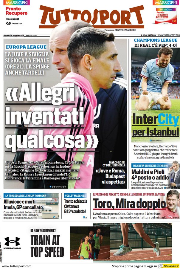 Rassegna stampa: prime pagine quotidiani sportivi - 18 maggio 2023 29 FwYjBQkXwAAgfL1