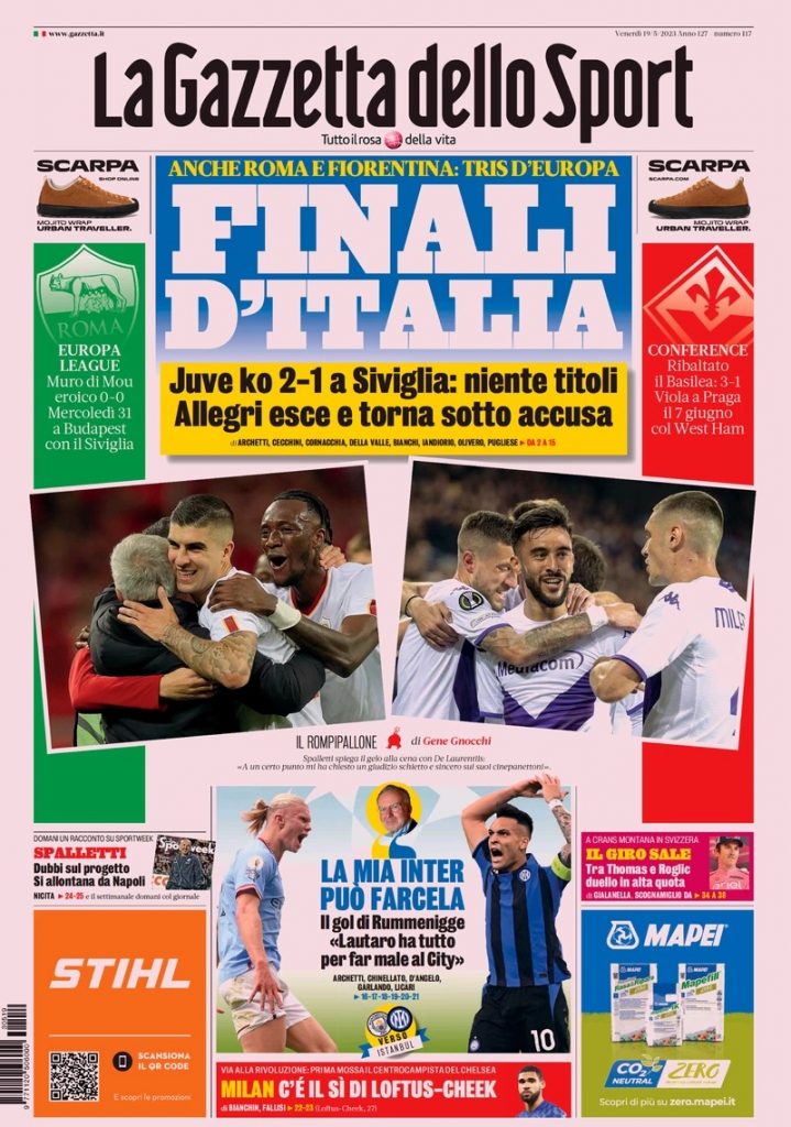 Rassegna stampa: prime pagine quotidiani sportivi - 19 maggio 2023 27 WhatsApp Image 2023 05 19 at 07.49.26