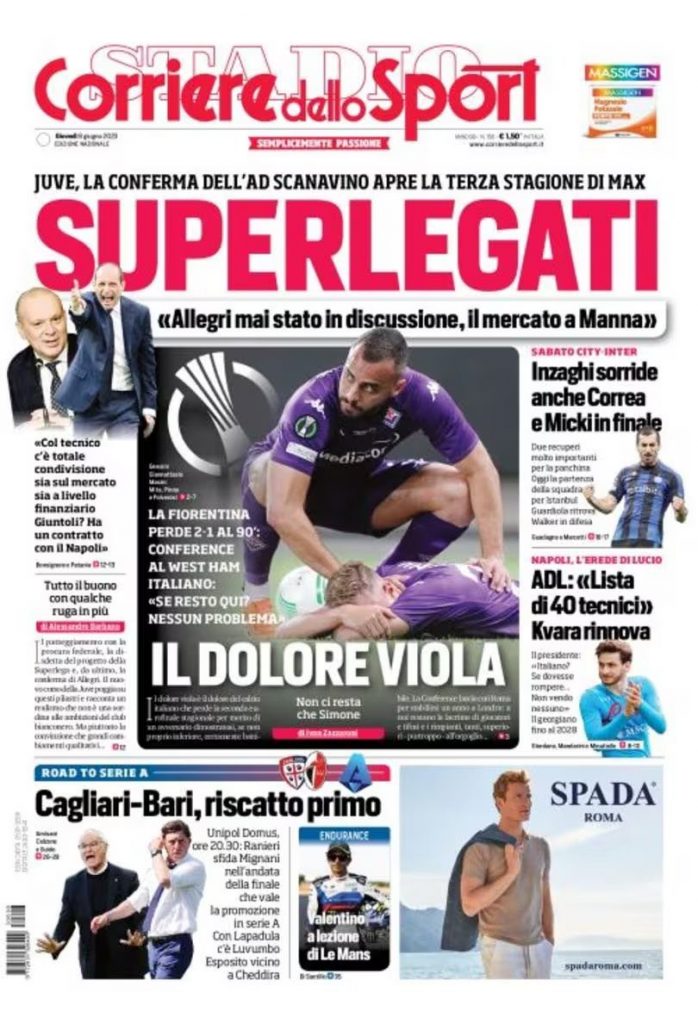 Rassegna stampa: prime pagine quotidiani sportivi - 8 giugno 2023 28 FyE1l06XwAAUck3