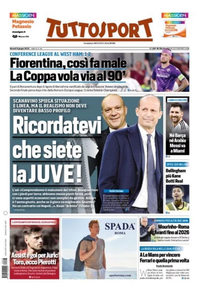 Rassegna stampa: prime pagine quotidiani sportivi - 8 giugno 2023 29 FyE1pp1X0AEI64A