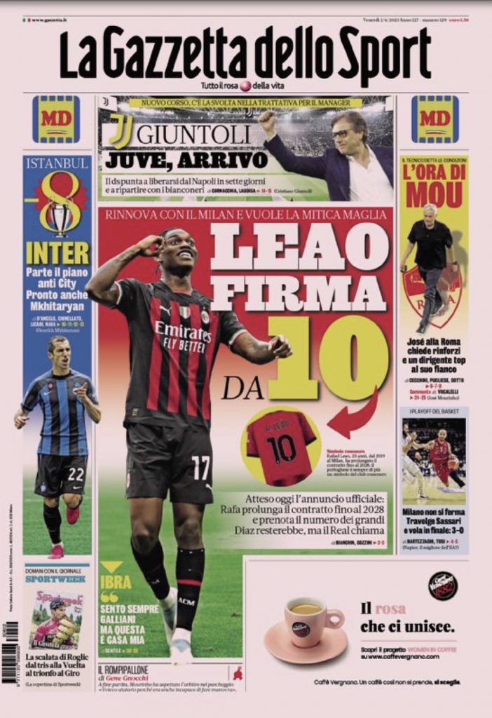 Rassegna stampa: prime pagine quotidiani sportivi - 2 giugno 2023 27 IMG 0553