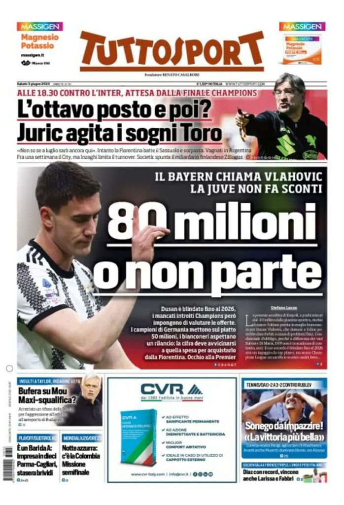 Rassegna stampa: prime pagine quotidiani sportivi - 3 giugno 2023 29 IMG 0574