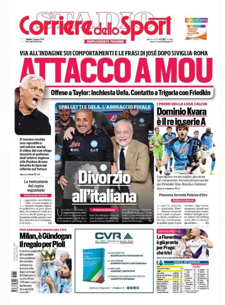 Rassegna stampa: prime pagine quotidiani sportivi - 3 giugno 2023 28 IMG 0575