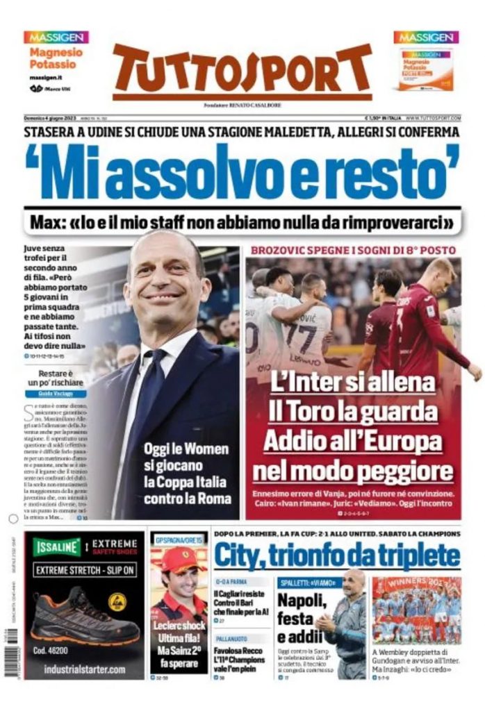 Rassegna stampa: prime pagine quotidiani sportivi - 4 giugno 2023 28 IMG 0605
