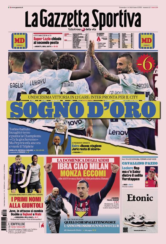 Rassegna stampa: prime pagine quotidiani sportivi - 4 giugno 2023 27 IMG 0606