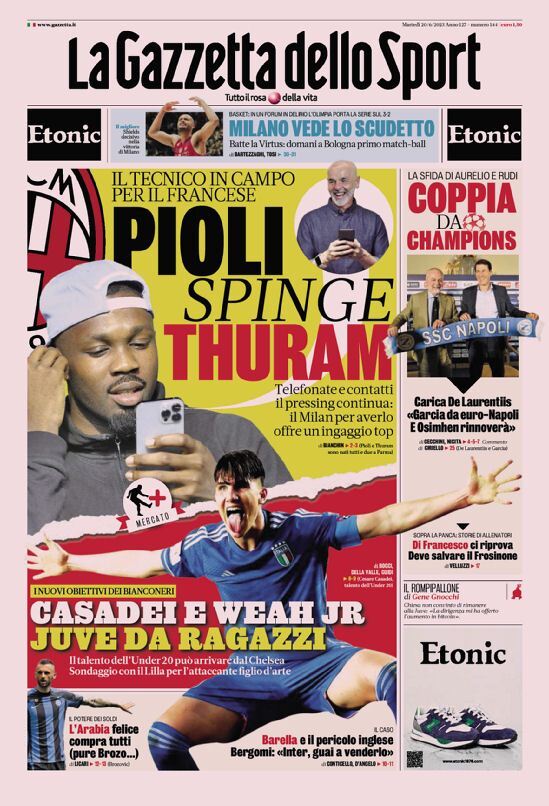 Rassegna stampa: prime pagine quotidiani sportivi - 20 giugno 2023 27 la gazzetta dello sport 010027038.webp