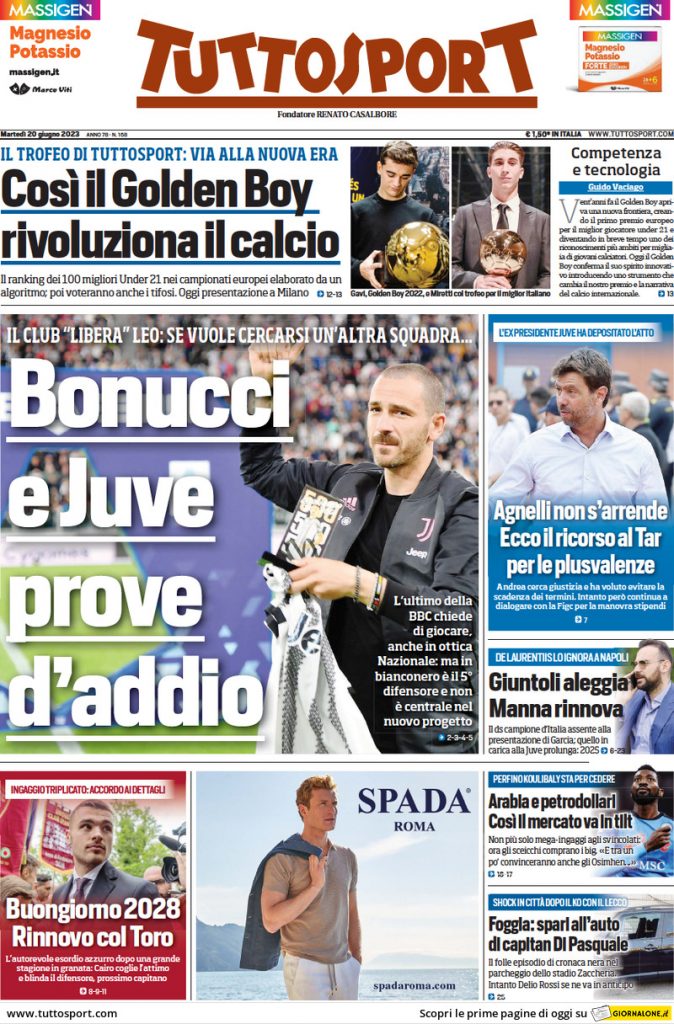 Rassegna stampa: prime pagine quotidiani sportivi - 20 giugno 2023 29 tuttosport 014513100.webp