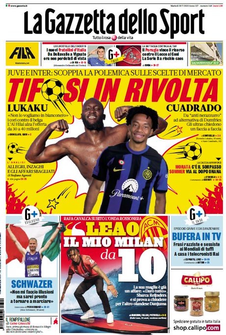 Rassegna stampa: prime pagine quotidiani sportivi - 18 luglio 2023 27 F1Suam7XwAUBiT8