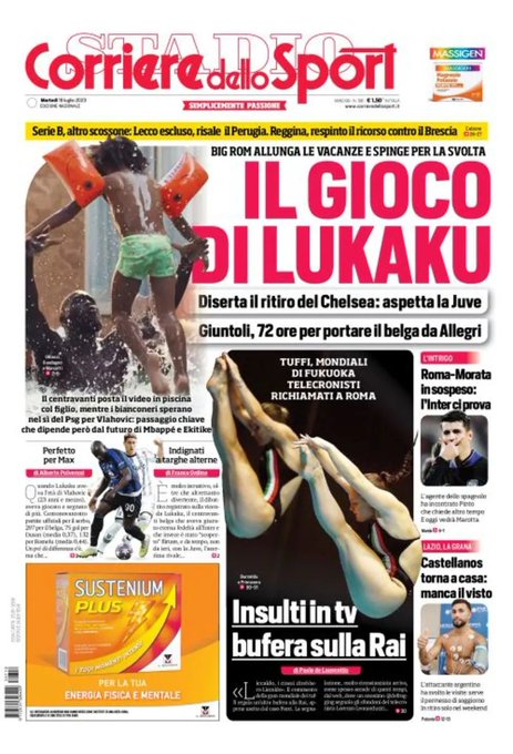 Rassegna stampa: prime pagine quotidiani sportivi - 18 luglio 2023 28 F1SueJhX0AA jdo