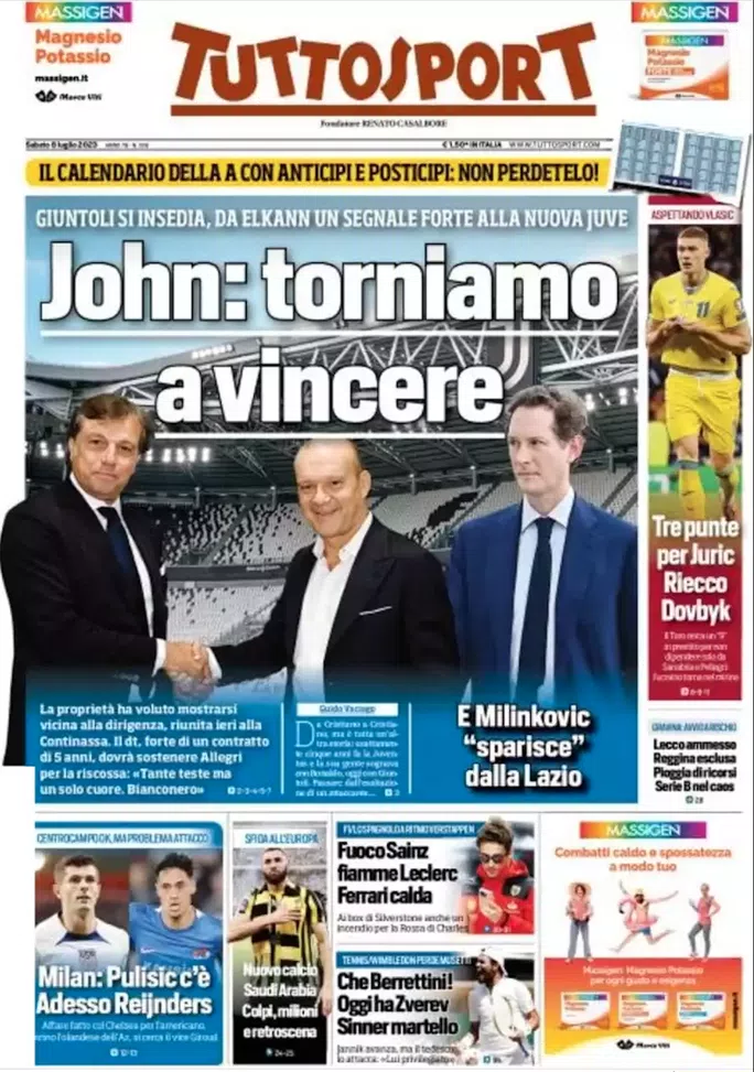 Rassegna stampa: prime pagine quotidiani sportivi - 8 luglio 2023 27 IMG 2151