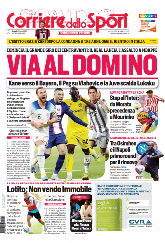 Rassegna stampa: prime pagine quotidiani sportivi - 20 luglio 2023 28 IMG 3694