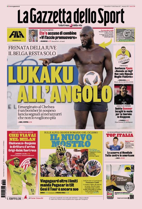 Rassegna stampa: prime pagine quotidiani sportivi - 20 luglio 2023 27 IMG 3700