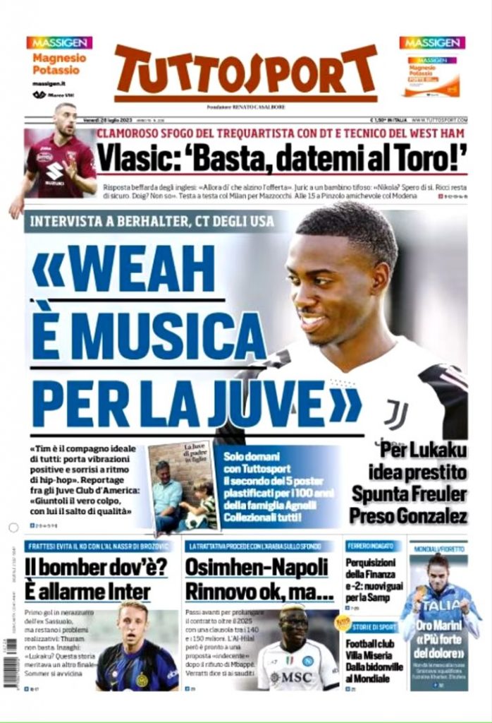 Rassegna stampa: prime pagine quotidiani sportivi - 28 luglio 2023 29 IMG 4128