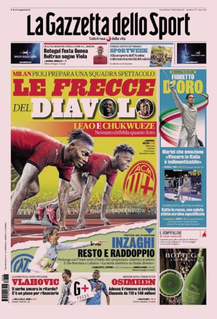 Rassegna stampa: prime pagine quotidiani sportivi - 28 luglio 2023 27 IMG 4130
