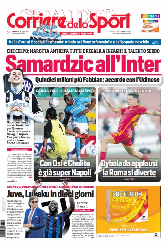Rassegna stampa: prime pagine quotidiani sportivi - 30 luglio 2023 28 IMG 4250
