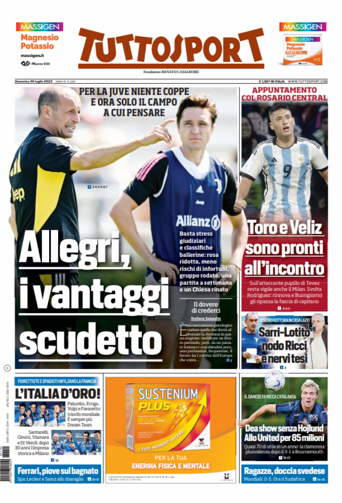 Rassegna stampa: prime pagine quotidiani sportivi - 30 luglio 2023 29 IMG 4251