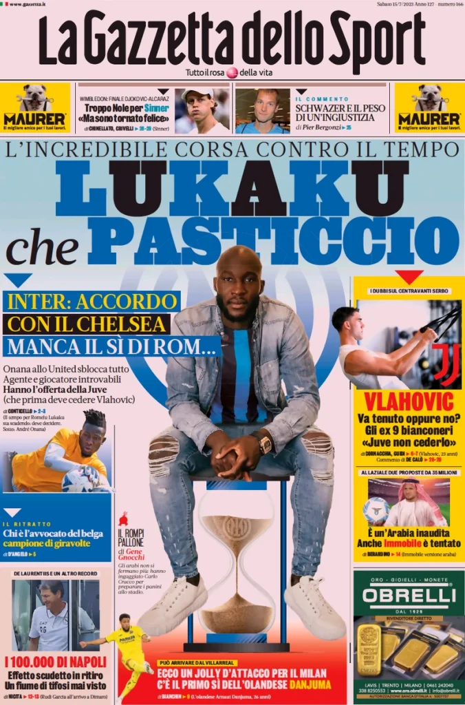 Rassegna stampa: prime pagine quotidiani sportivi - 15 luglio 2023 27 la gazzetta dello sport 023804521