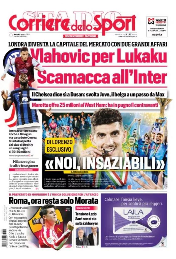 Rassegna stampa: prime pagine quotidiani sportivi - 1 agosto 2023 28 F2a81rXWoAA0yGP